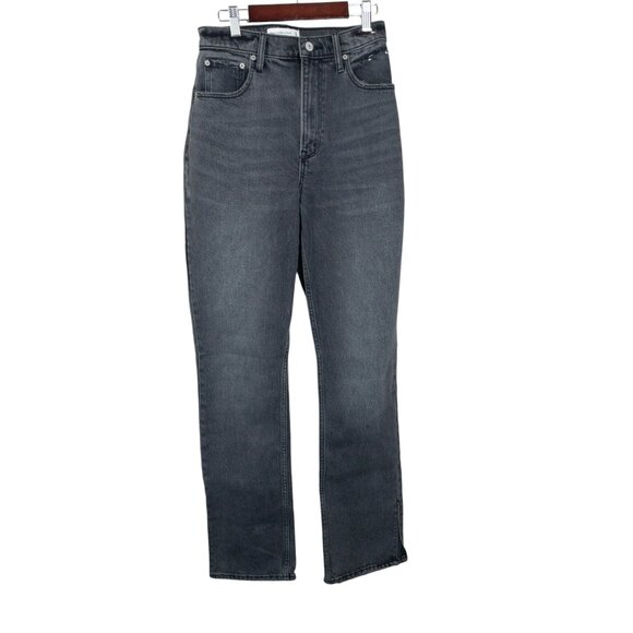 Abercrombie & Fitch Black 90's Straight Ultra High Waist Denim SZ 26 - Picture 3 of 10